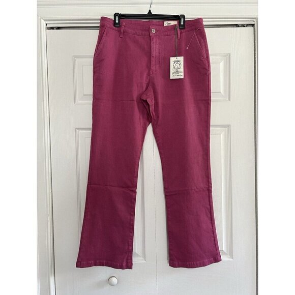 Cosmic Blue Love Pants Jeans Boot Cut Flare High Rise Pink Malaga Size 33 - Picture 1 of 11